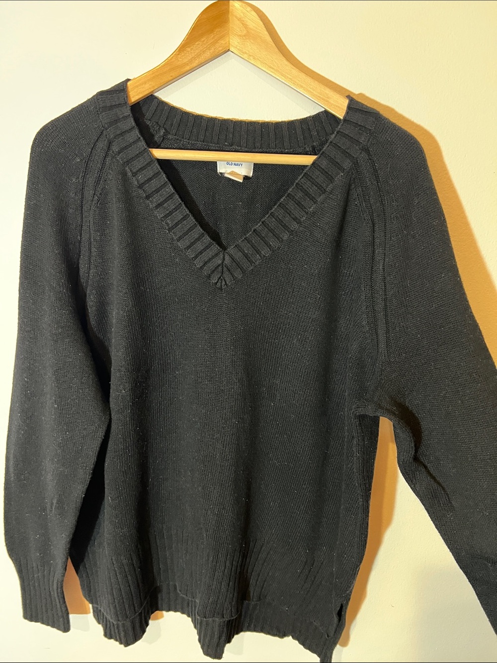 Old Navy Black Womens Tunic V-Neck Knit Sweater
